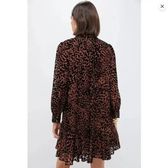 Tuckernuck Callahan Velvet Burnout Leopard Print Shirt Dress Size L NWT - Picture 2 of 7